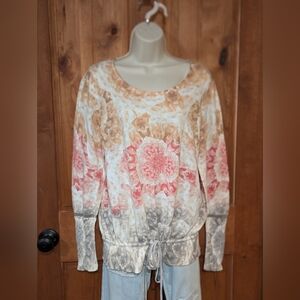 Simply Vera‎ Vera Wang Floral Print Sweater - Pink, Cream, Tan